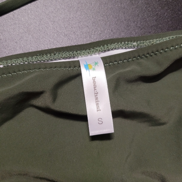 Beachsissi Two Piece Solid Tummy Control Drawstring Side Tankini Set - Picture 12 of 16